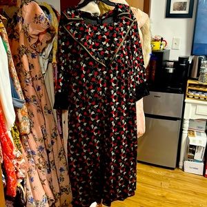 Lace trim, dress, red and black size extra large